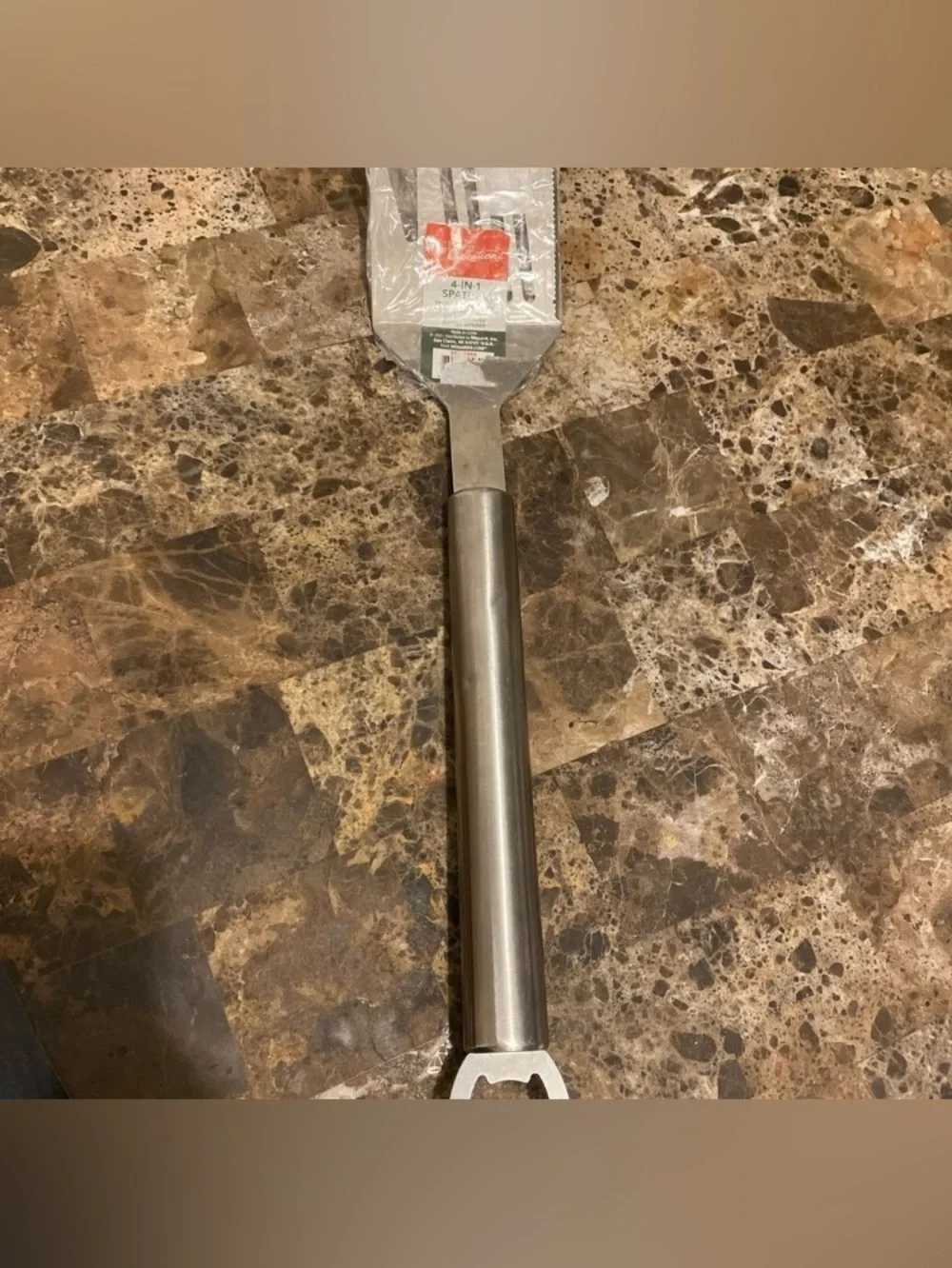 Stainless Steel Kitchen Tool - 4 in 1 spatula Silver Handled Turner Fork
